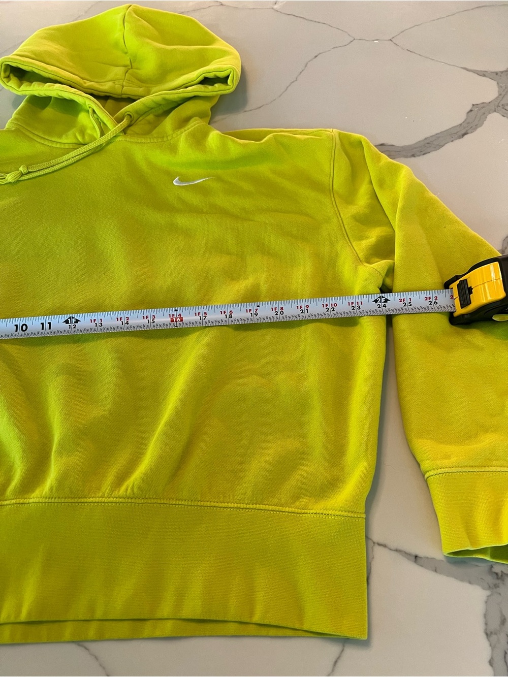 Nike Bright Neon Yellow green Pullover Hoodie with White Swoosh